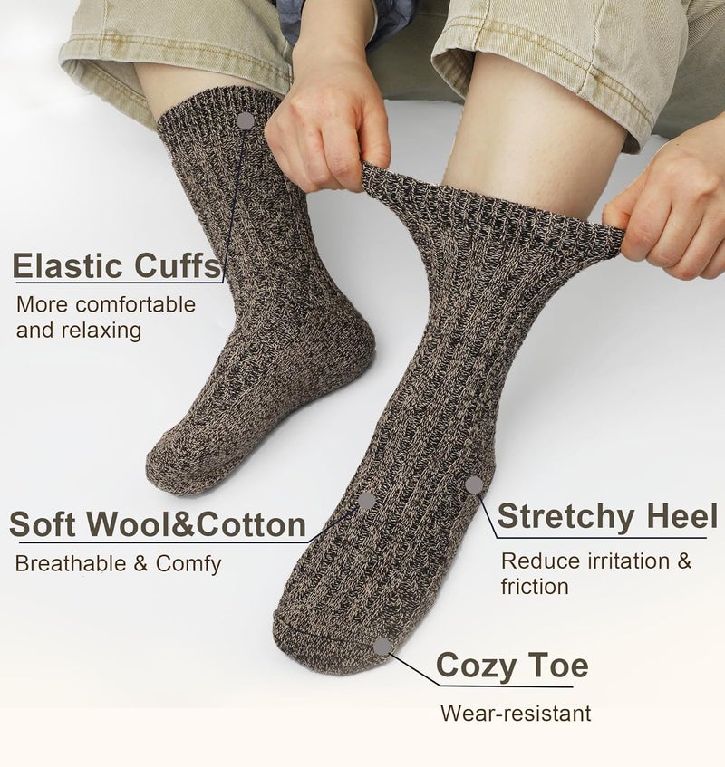 YSense Wool Socks for Women, Winter Boot Socks Stocking Stuffers Gifts for Women Warm Crew Hiking - Image 3